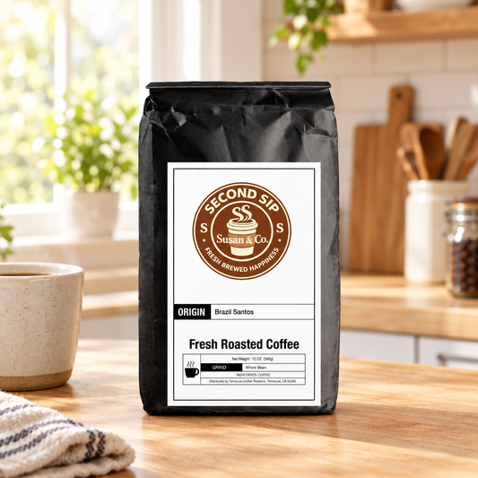Brazil Santos coffee on a kitchen table
