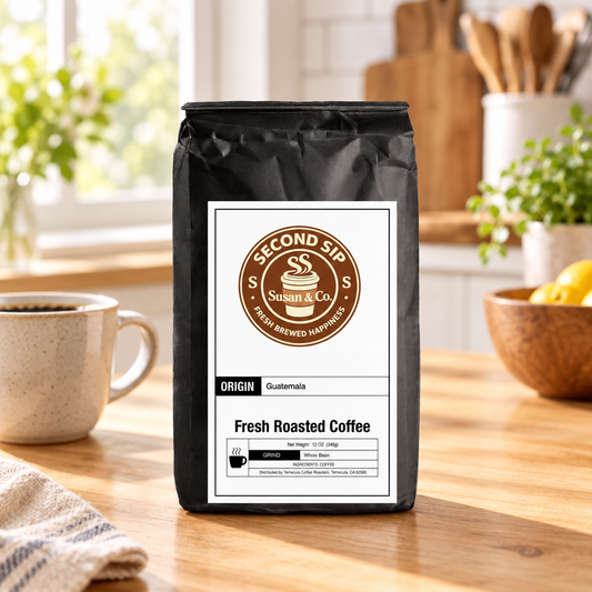 Guatemala coffee on a kitchen table