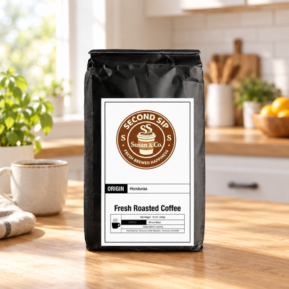 Honduras coffee on a kitchen table
